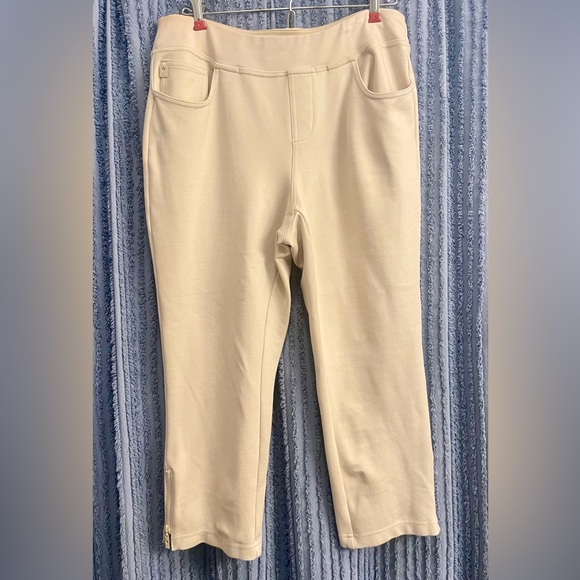 Belle by Kim Gravel Tan ankle pants with Zippers. Size 12. - Picture 2 of 9